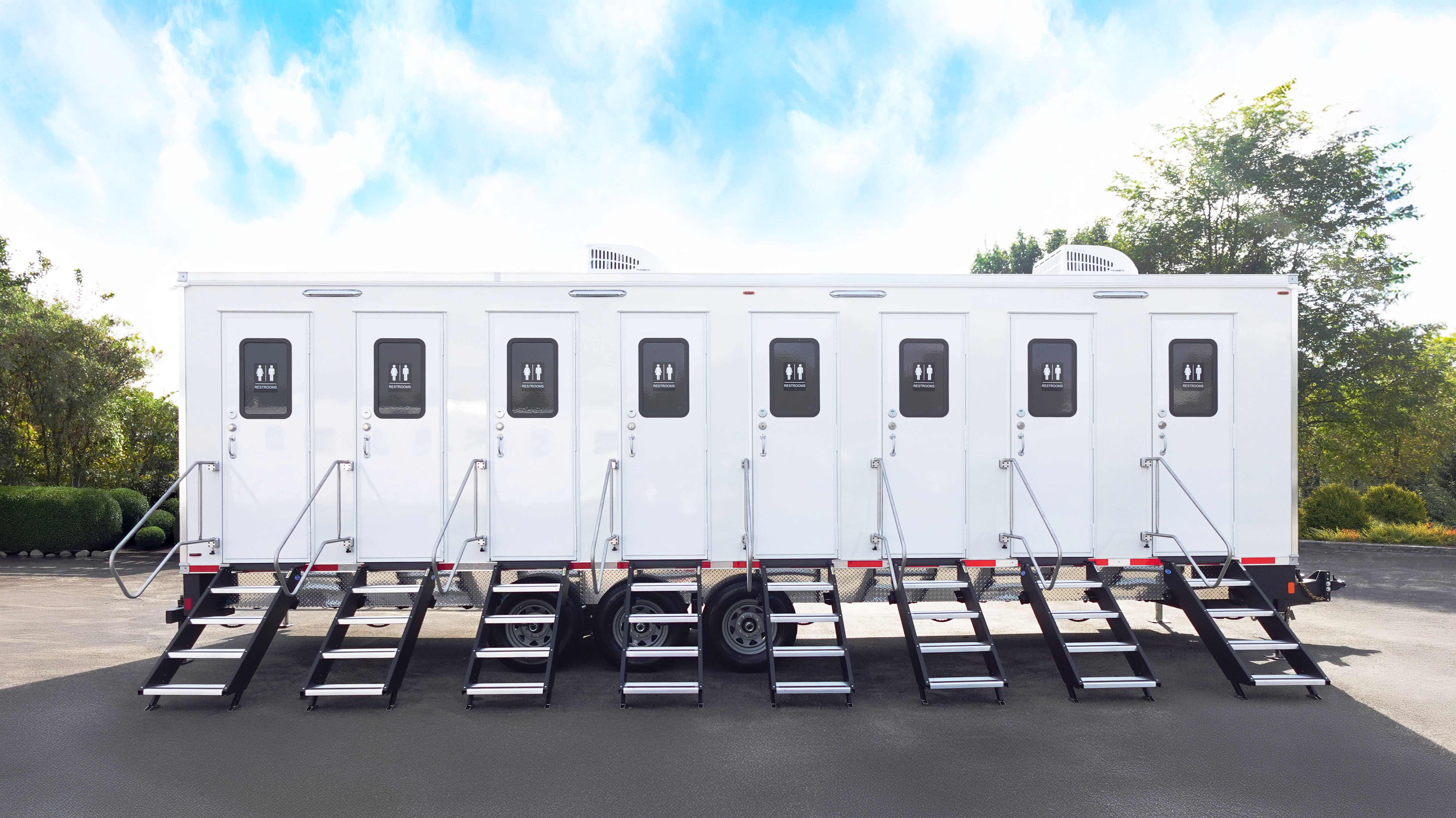 8-Station Private Stall Deluxe Restroom Trailer NorCal