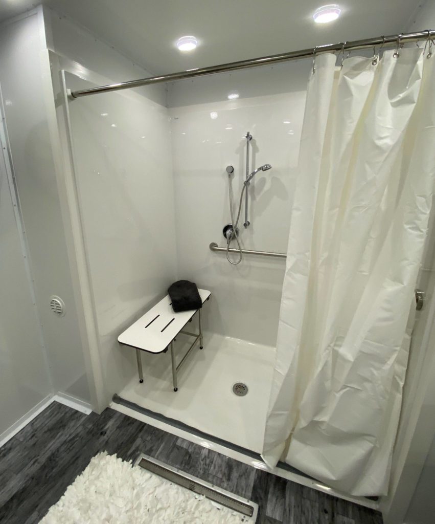ADA Luxury Portable Shower/Restroom Combo Trailer - Shower View - The Lavatory Nor Cal