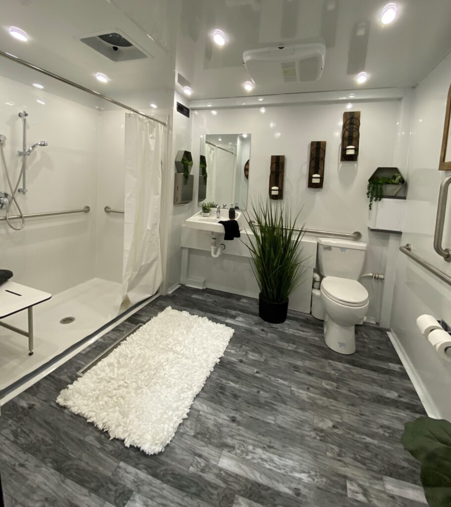 Inside Shower/Restroom Combo Trailer Sacramento, CA