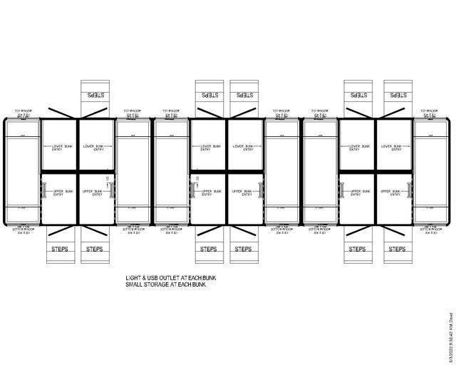 12-Station Bunkhouse Sleeper Trailer floor plan