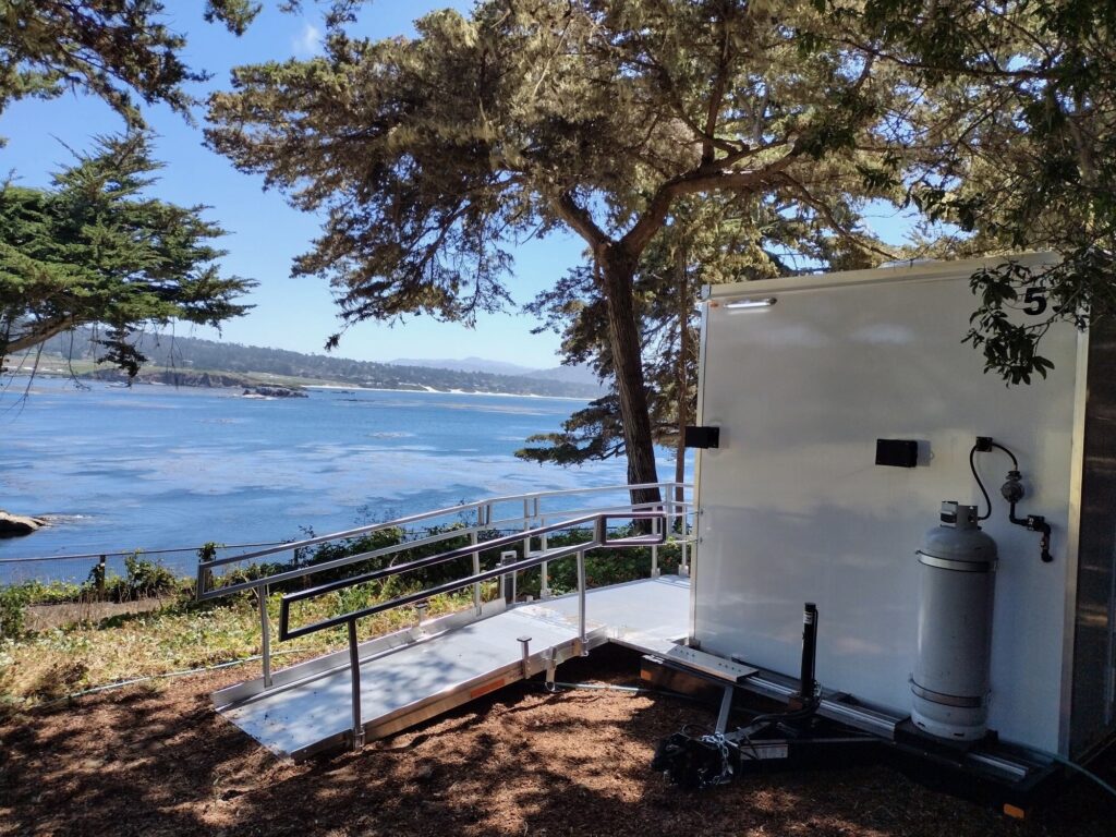 Luxury ADA Restroom Trailer Rentals - The Lavatory Nor Cal - Oceanside Glamping View