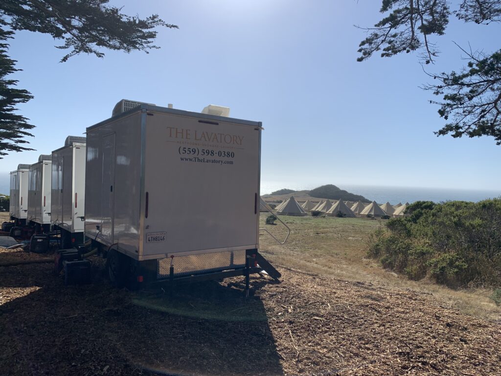 4-Station Luxury Restroom/Shower/Laundry Combo Trailers Outdoor Glamping View - The Lavatory Nor Cal
