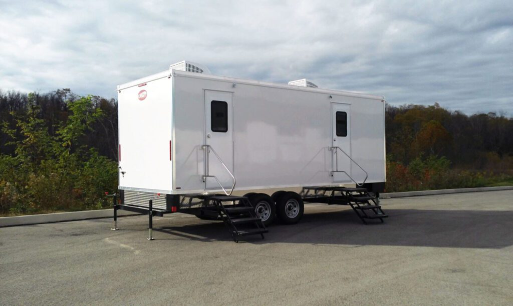9 Station Luxury Portable Restroom Rental - Outside View - The Lavatory Nor Cal
