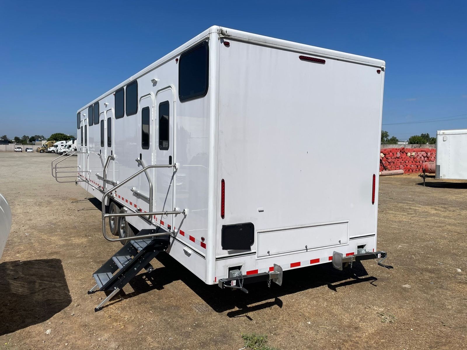 12-station bunkhouse sleeper trailer with private bunk doors, windows and steel stairs, The Lavatory NorCal