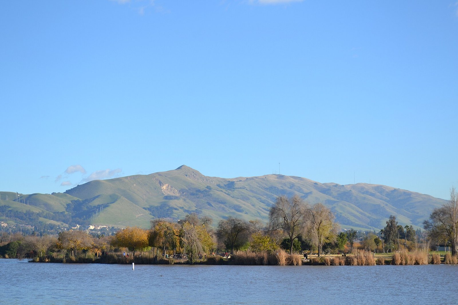 Mission Peak rising over Lake Elizabeth in Fremont's Central Park, an area The Lavatory NorCal serves