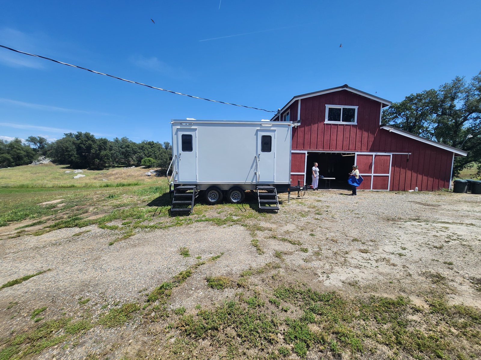2-Station Restroom Trailer, delivered to venues from Citrus Heights to Roseville