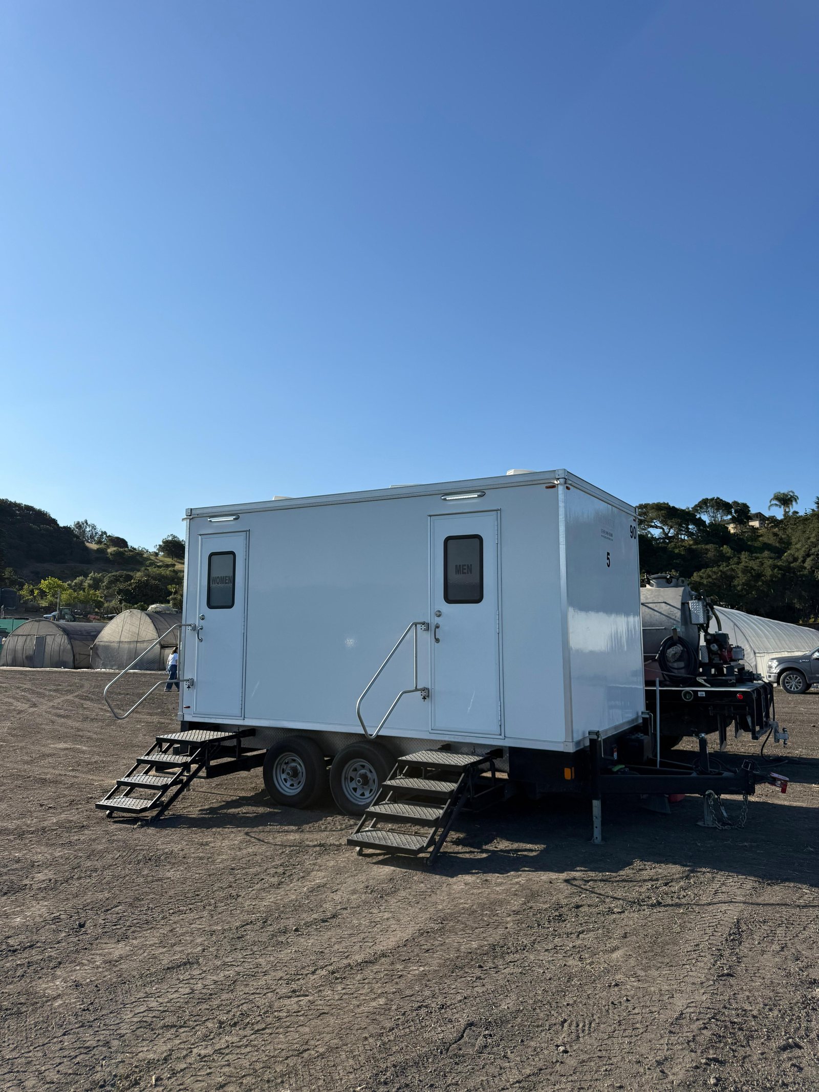 Luxury restroom trailer set up for a corporate booking in the greater Sacramento County area