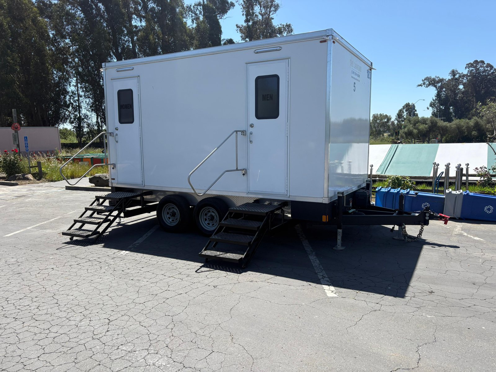 Restroom trailer set up on a greater Sacramento County site